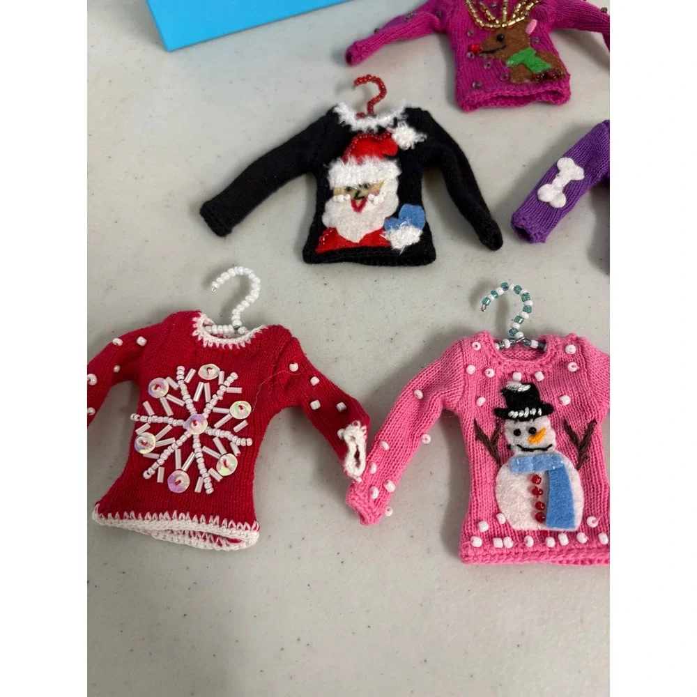 Quacker‎ Factory Miniature Ugly Christmas Sweater Ornaments Set of 6 with Box
